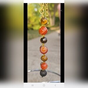 Carnelian Tigers Eye And Lava Rock Necklace